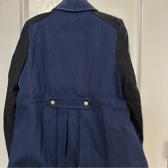 Women's Navy and Black Double-Breasted Coat Banana Republic Large Fall Cozy - Picture 3 of 4